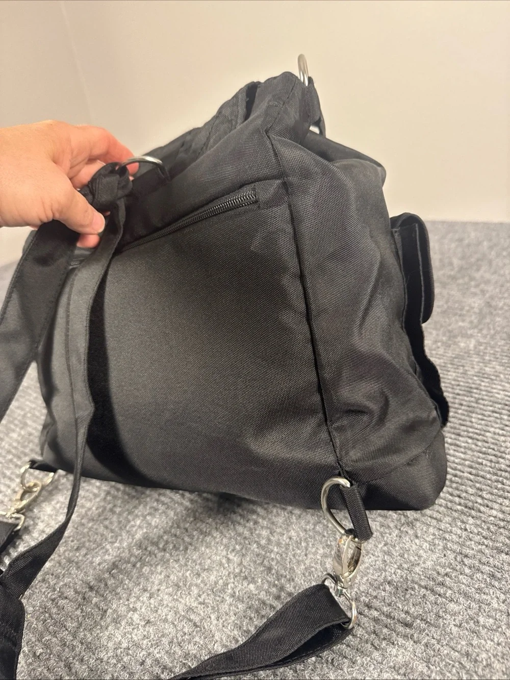 Travelon Convertible Drawstring Backpack Shoulder Bag Black Daypack